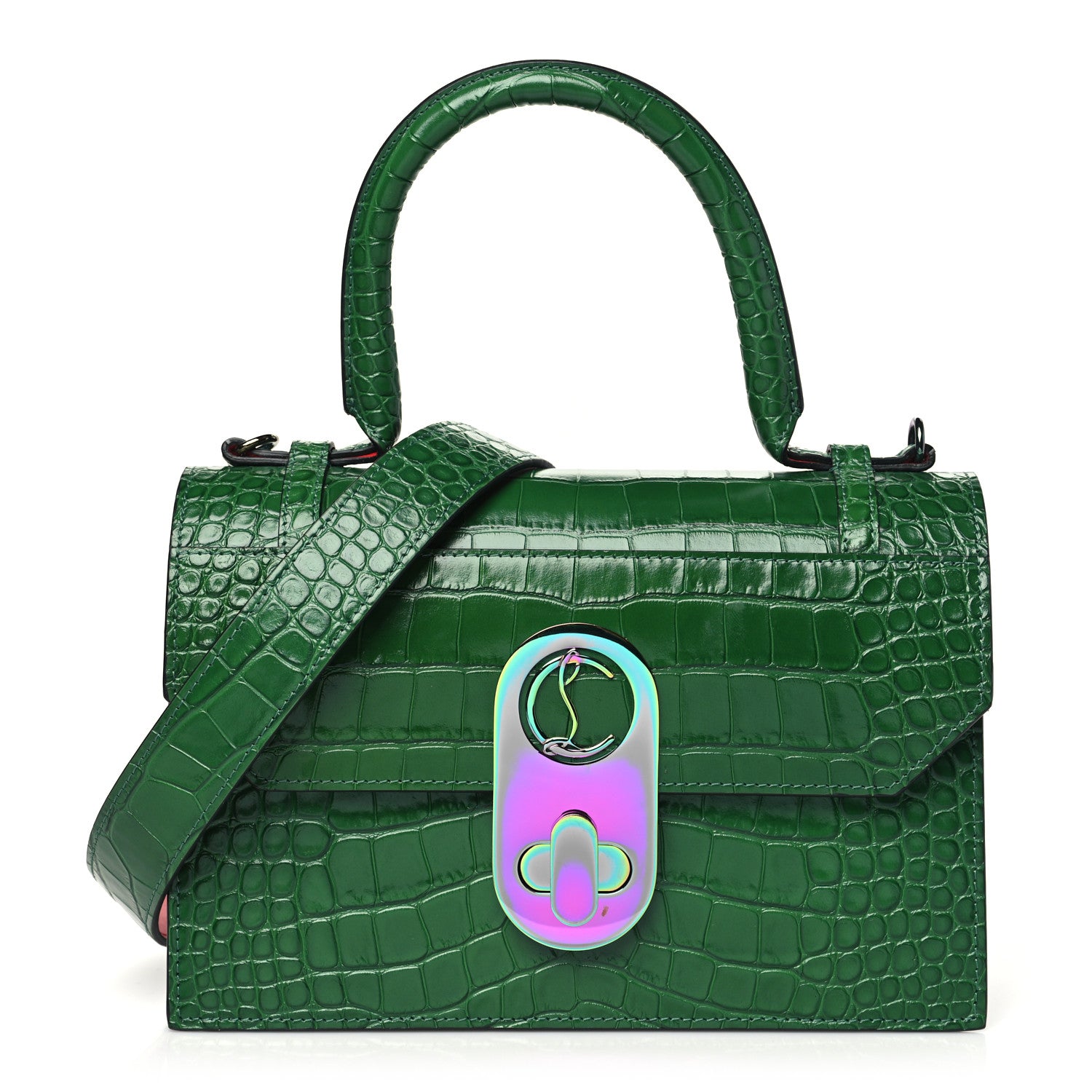Christian Louboutin Alligator Embossed Calfskin Elisa Top Handle Bag Canopee Rainbow 1 of 12