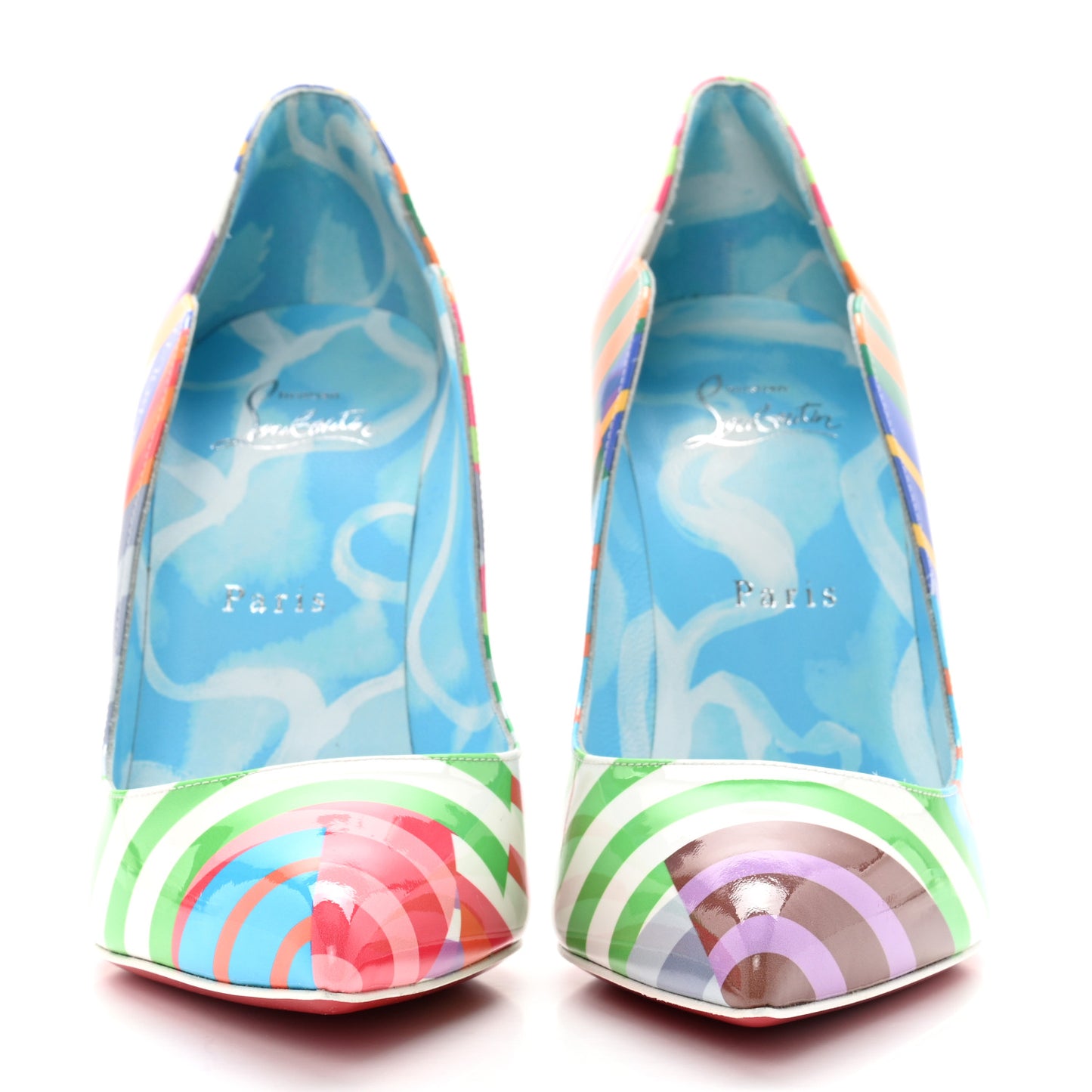 Patent Striped Hot Chick 100 Pumps 38.5 Multicolor