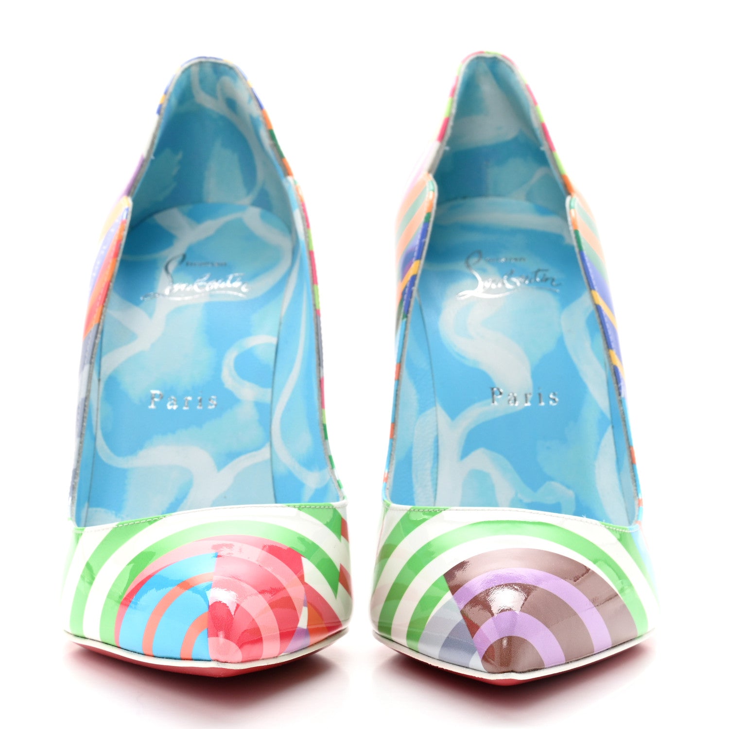 Christian Louboutin Patent Striped Hot Chick 100 Pumps 38.5 Multicolor 2 of 8