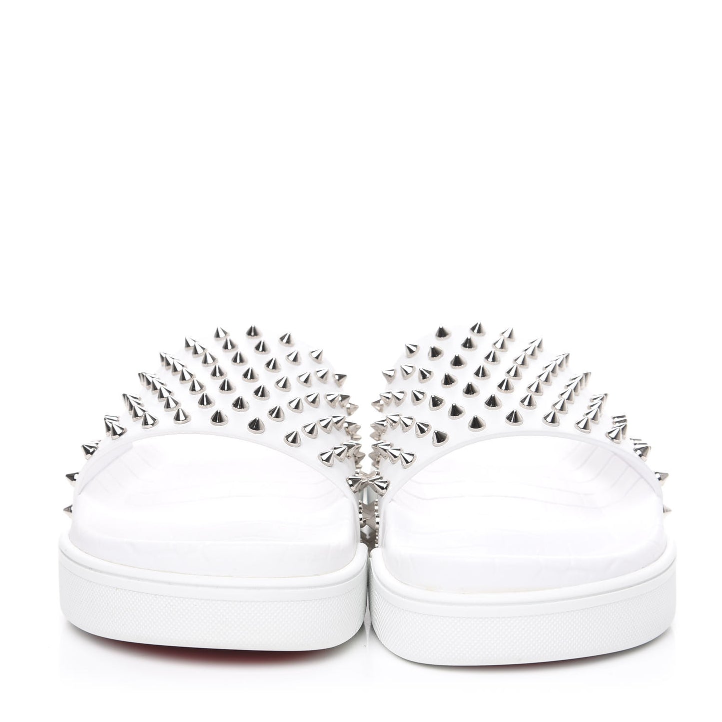 Calfskin Donna Studded Pool Fun Platform Flat Slide Sandals 41.5 White