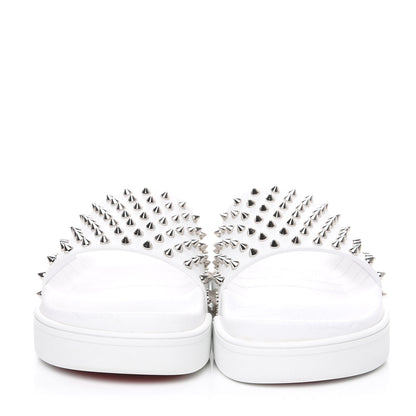 Christian Louboutin Calfskin Donna Studded Pool Fun Platform Flat Slide Sandals 41.5 White 2 of 8