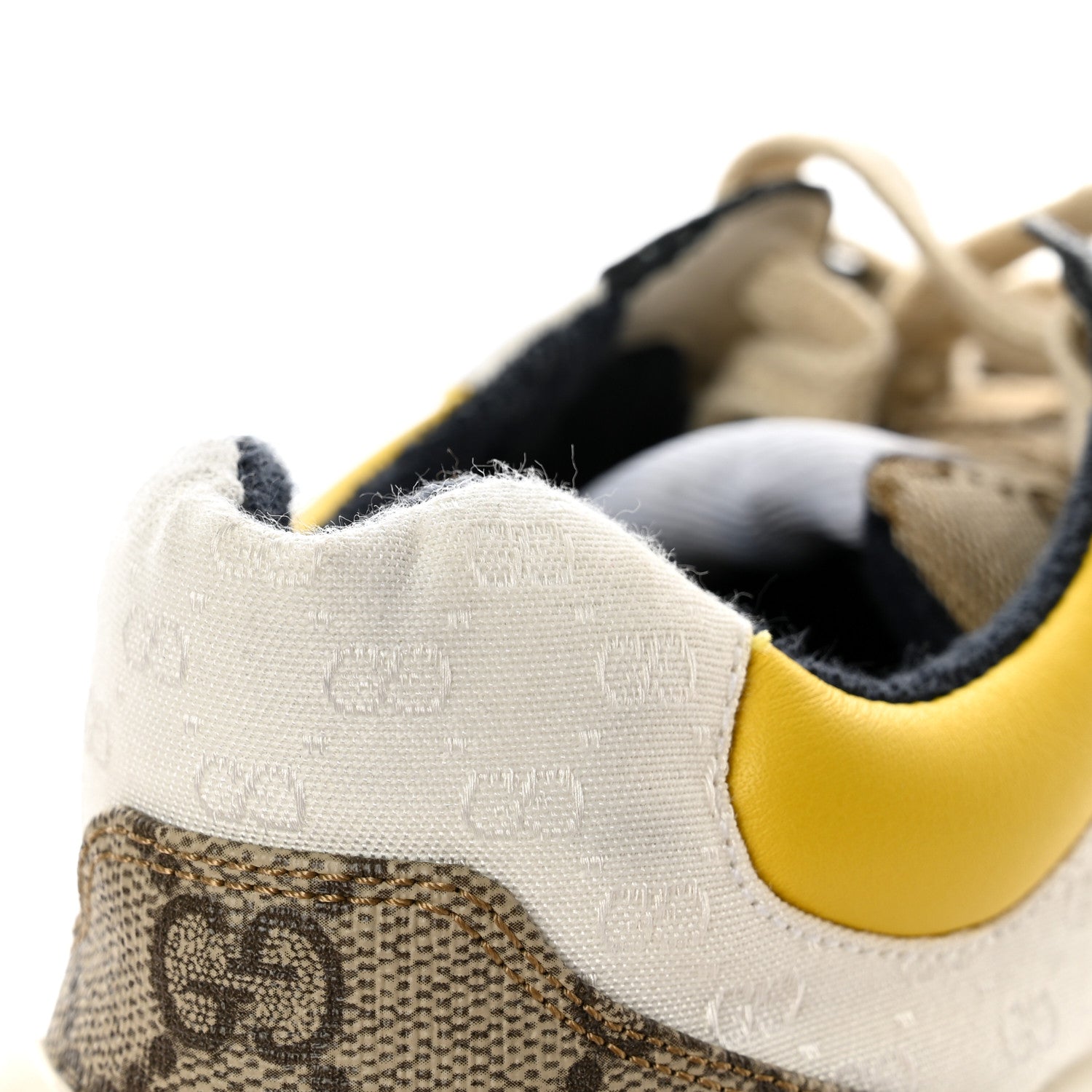 Gucci GG Supreme Monogram Mix Monogram Mens Rhyton Sneakers 5.5 London Blue Beige Sun Yellow 16 of 17