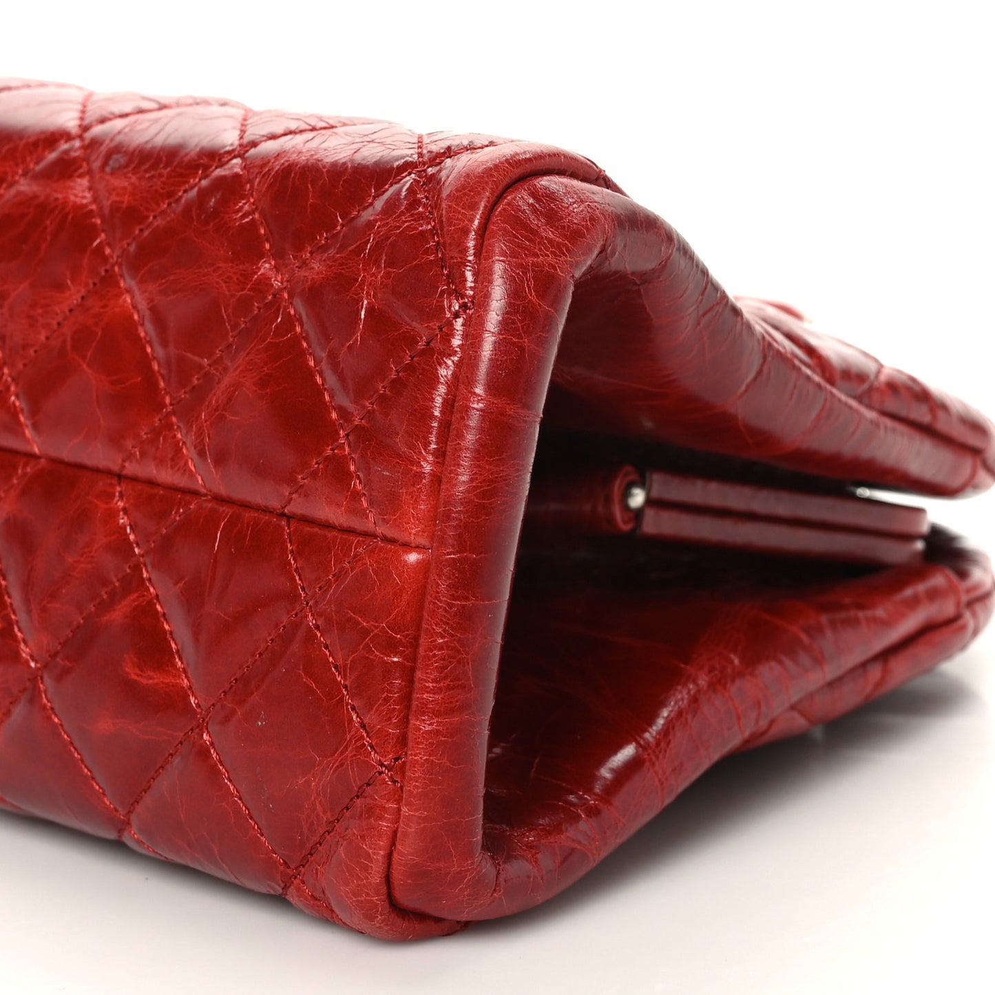 Glazed Calfskin Quilted Medium Just Mademoiselle Red