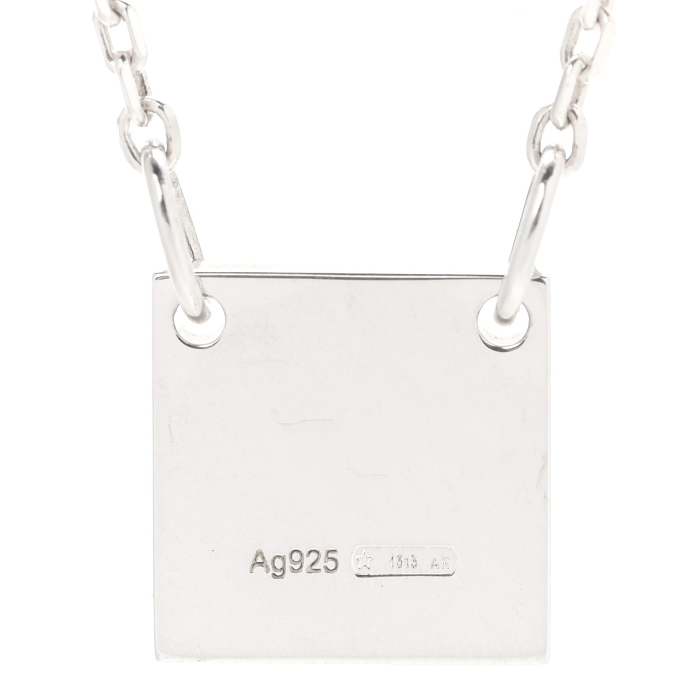Sterling Silver Logo Square Tag Necklace