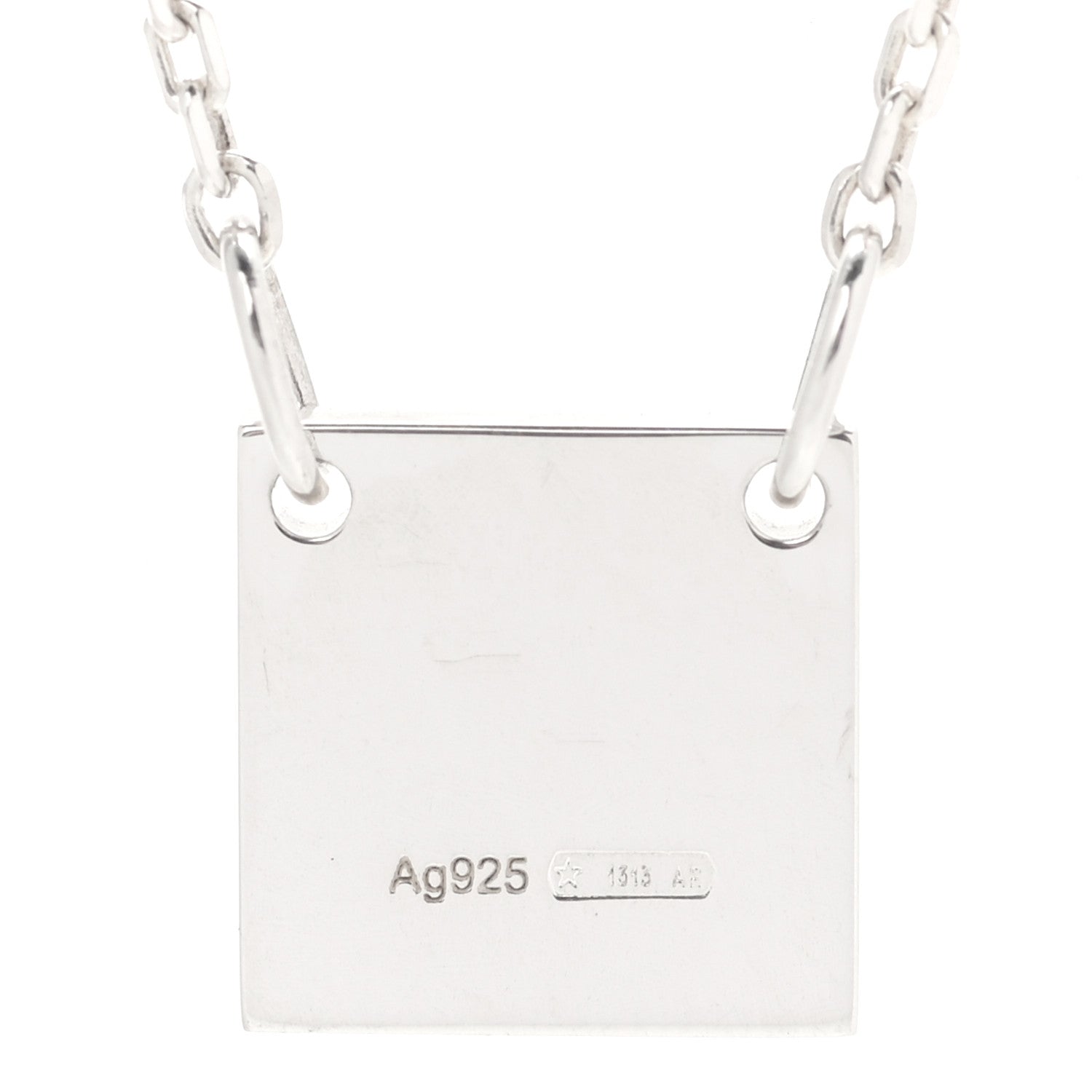 Gucci Sterling Silver Logo Square Tag Necklace 5 of 5