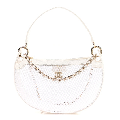 Chanel Mesh Shiny Lambskin Chain Hobo White 1 of 11