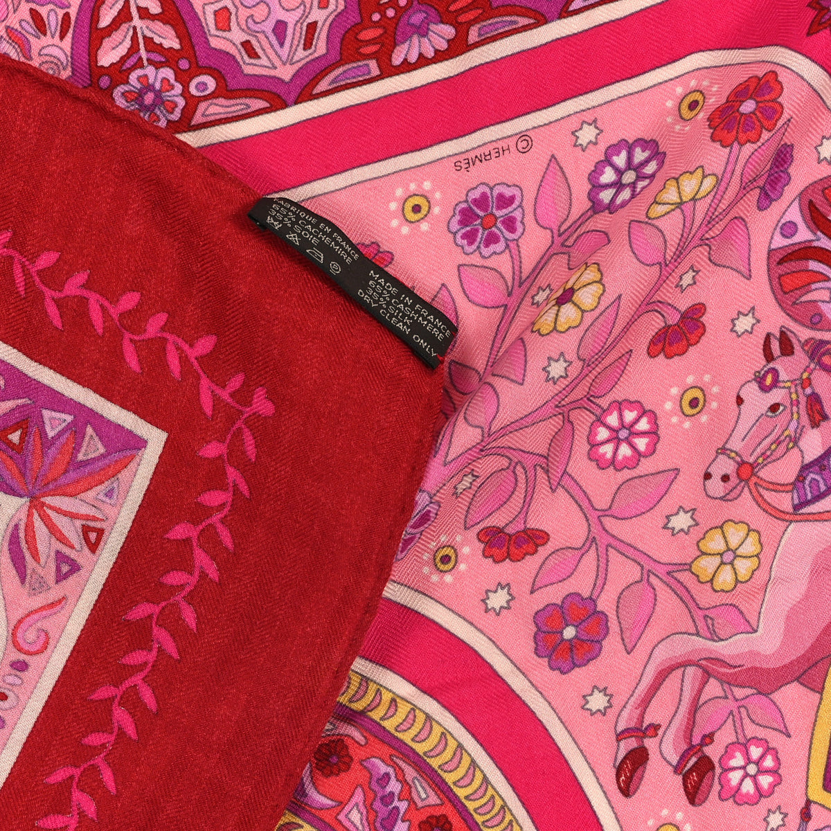 Cashmere Silk Aux Portes Du Palais Shawl 140 Framboise Rose Mauve