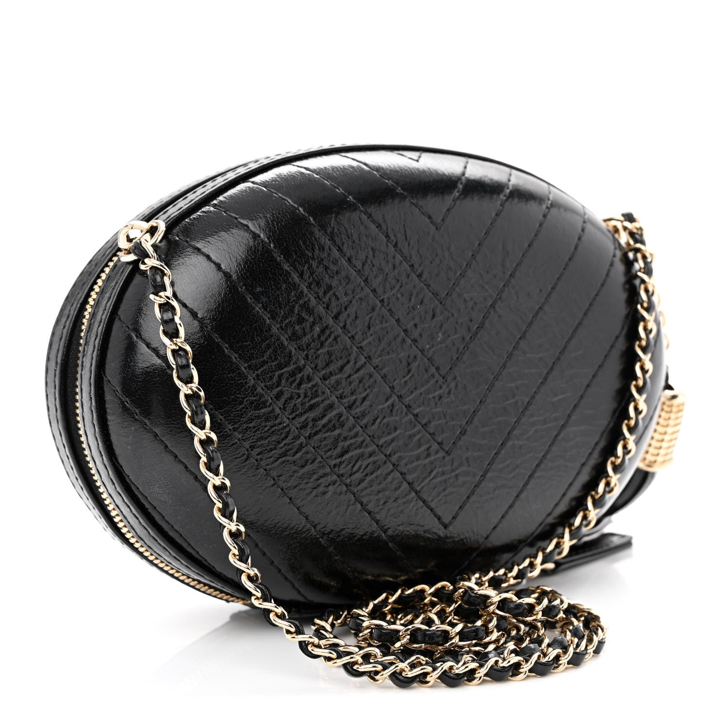 Chanel Lambskin Embroidered Chevron Quilted La Pausa Tassel Clutch Black 3 of 10