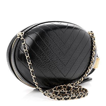 Chanel Lambskin Embroidered Chevron Quilted La Pausa Tassel Clutch Black 3 of 10