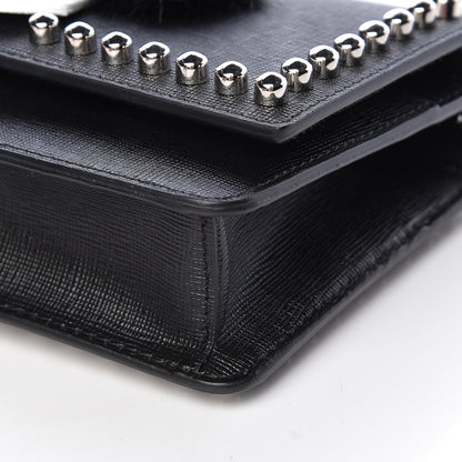 Fendi Vitello Elite Mink Fur Studded Karlito Tube Wallet on Chain Black 9 of 10