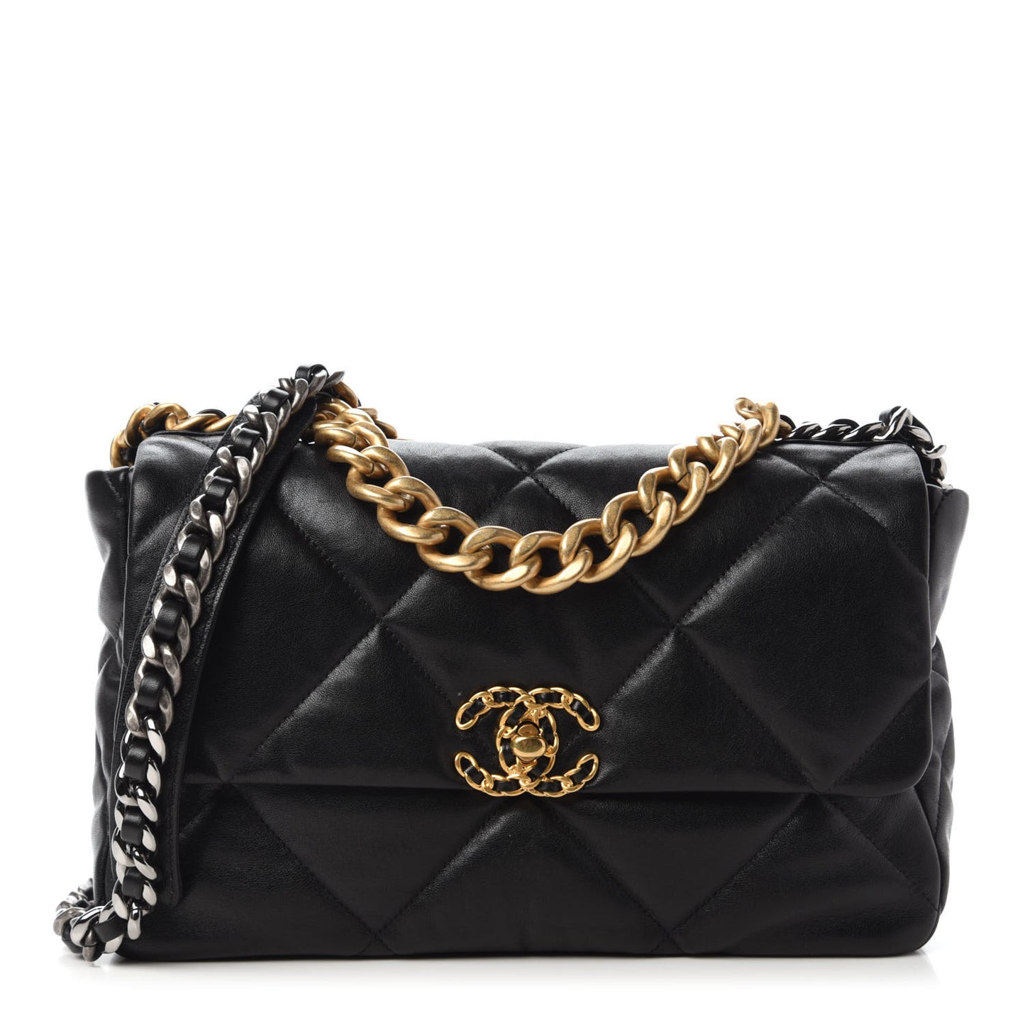 Lambskin Quilted Large Chanel 19 Flap Black