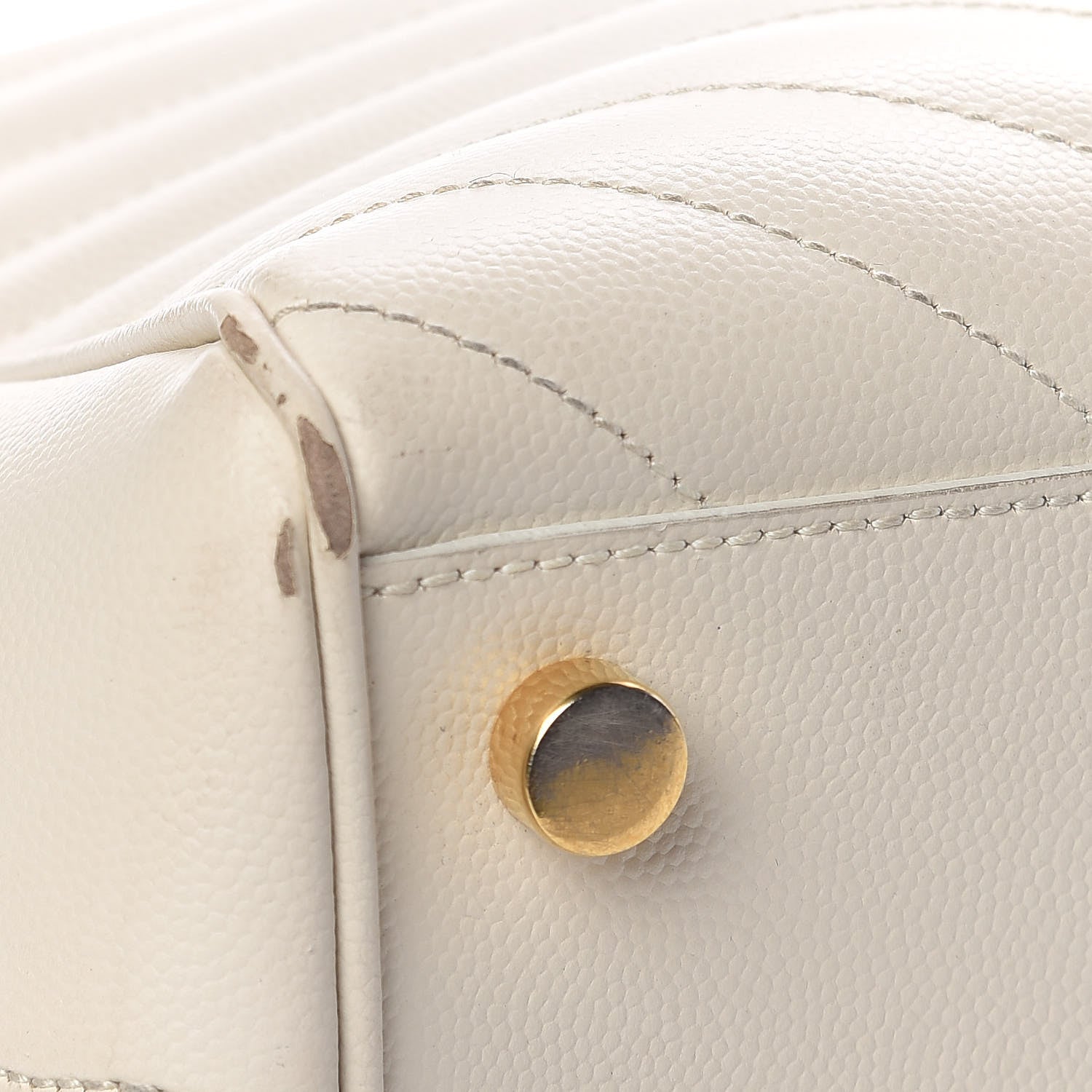 Saint Laurent Grain De Poudre Matelasse Chevron Monogram Shopping Bag White 17 of 20