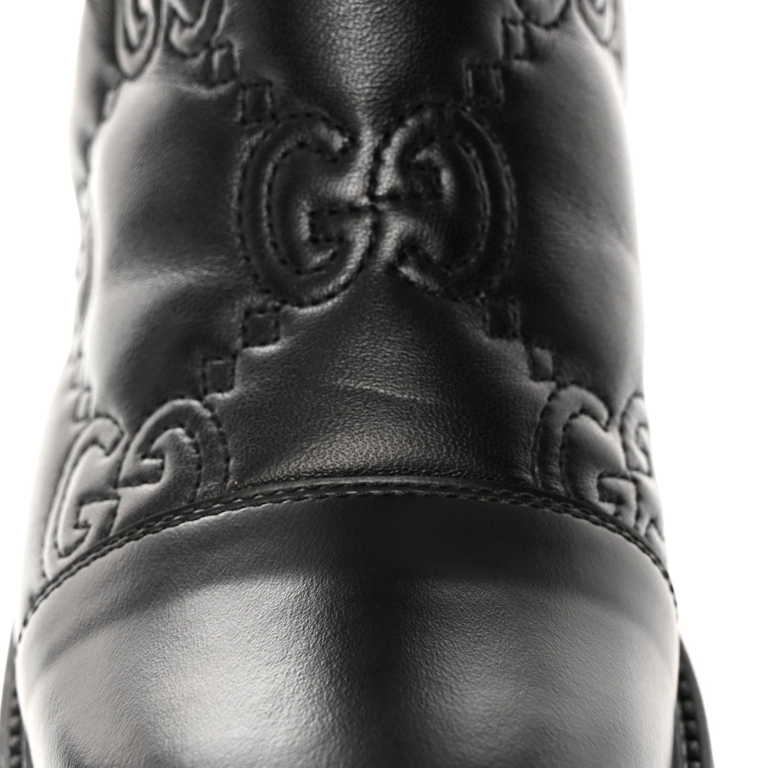 Gucci Cordovan Lux Nappa GG Matelasse 60mm Knee High Boots 37.5 Black 11 of 18