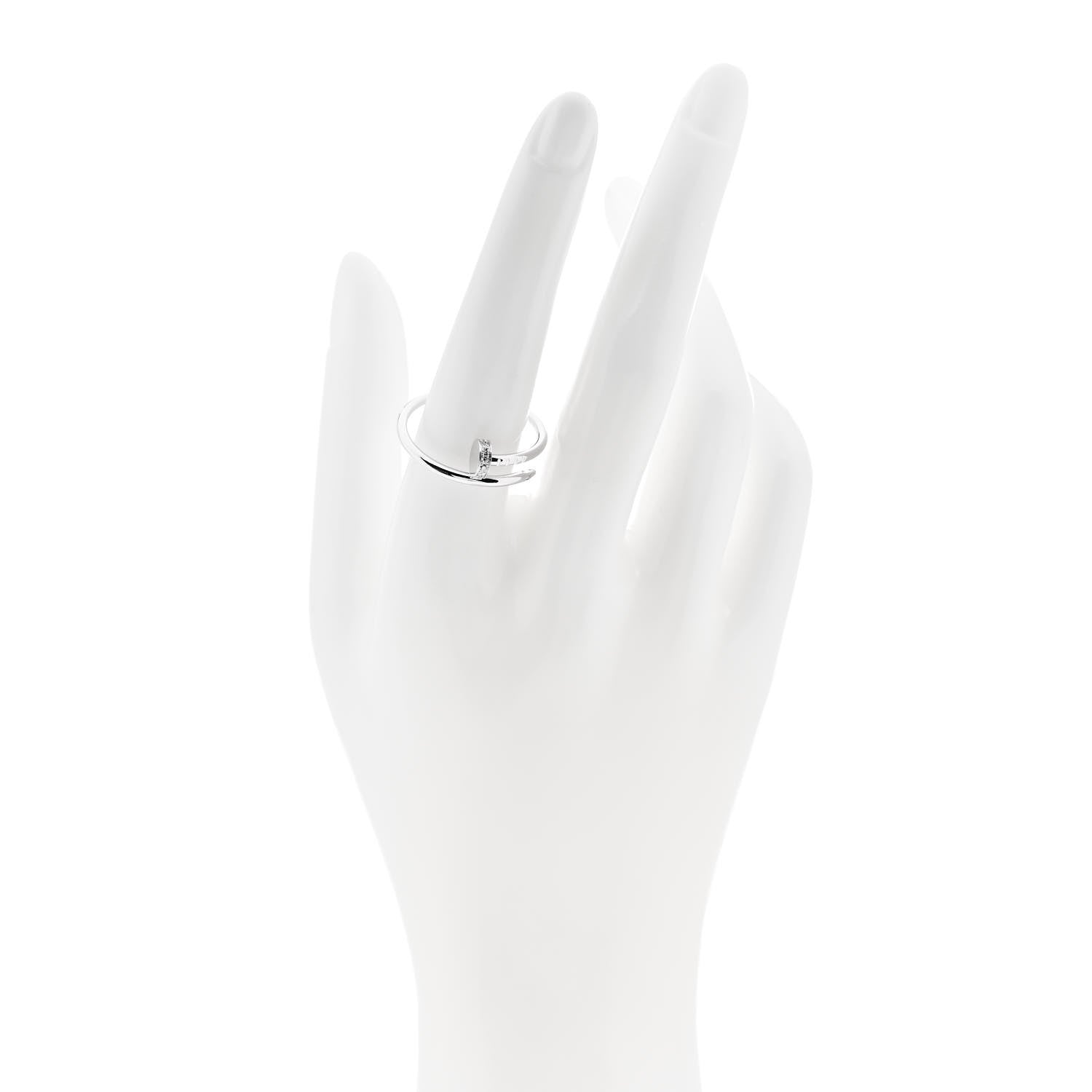 Cartier 18K White Gold Diamond Small Juste Un Clou Ring 60 9 2 of 5