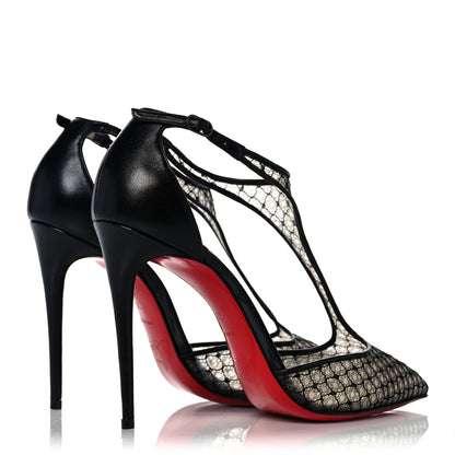 Christian Louboutin Nappa Shiny Bas Resille Salonu 100 T Strap Pumps 37 Black 4 of 8