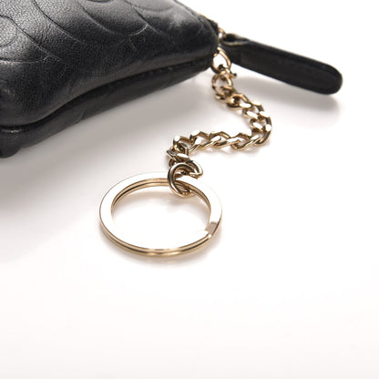 Chanel Lambskin Camellia Embossed Key Holder Case Black 8 of 8