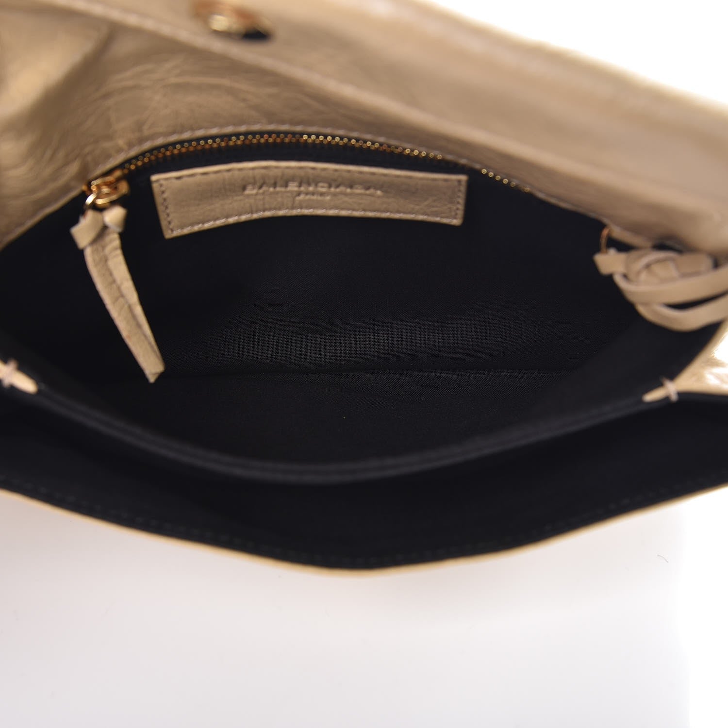 Balenciaga Agneau Classic Gold Hardware Mini Envelope Strap Clutch Beige Sable 5 of 8