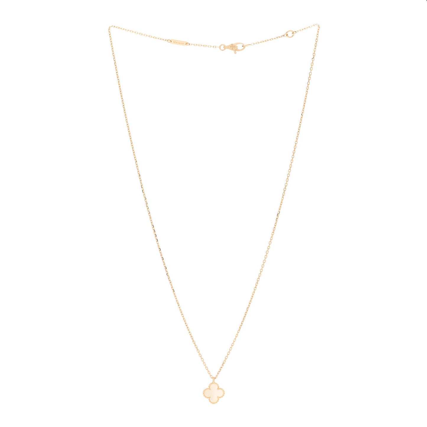 18K Yellow Gold Mother of Pearl Sweet Alhambra Pendant Necklace
