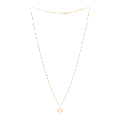 Van Cleef & Arpels 18K Yellow Gold Mother of Pearl Sweet Alhambra Pendant Necklace 3 of 6