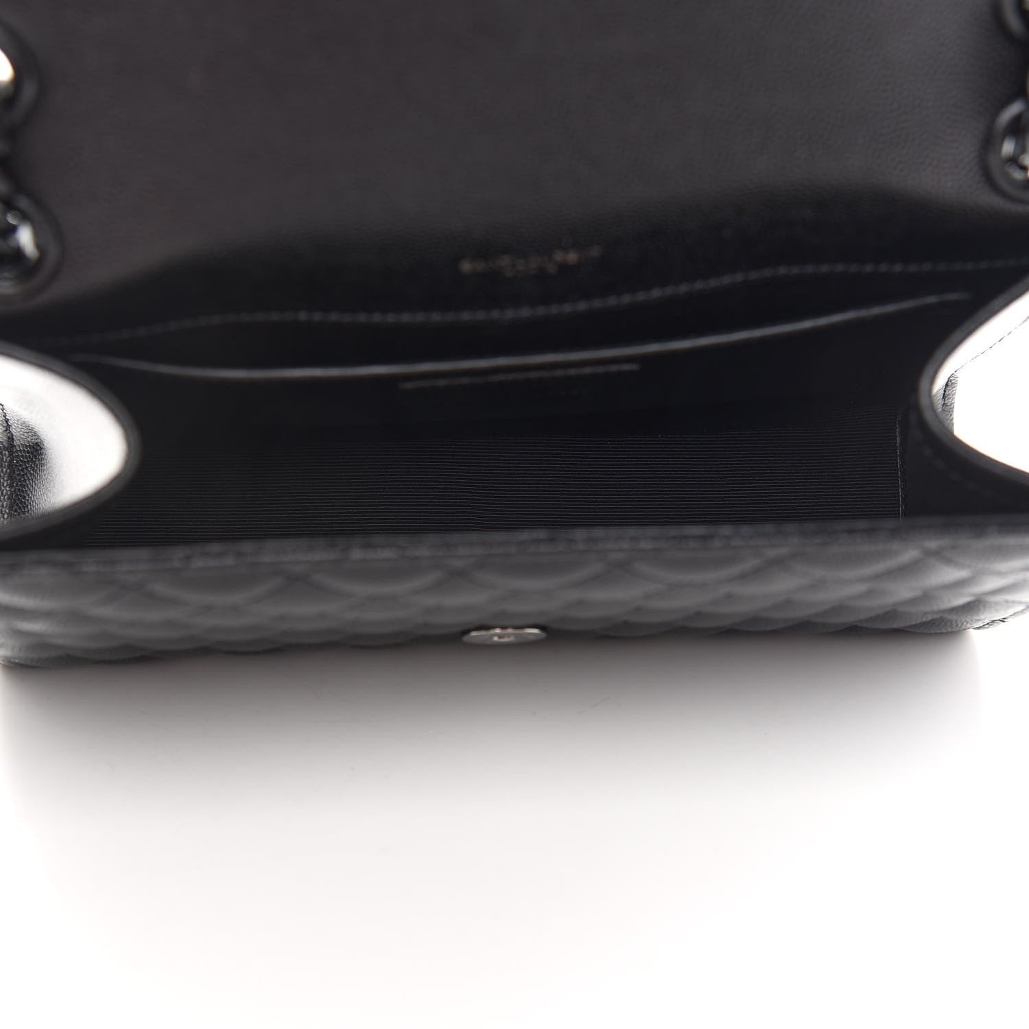 Saint Laurent Grain De Poudre Textured Mixed Matelasse Triquilt Medium Monogram Satchel Black 5 of 8