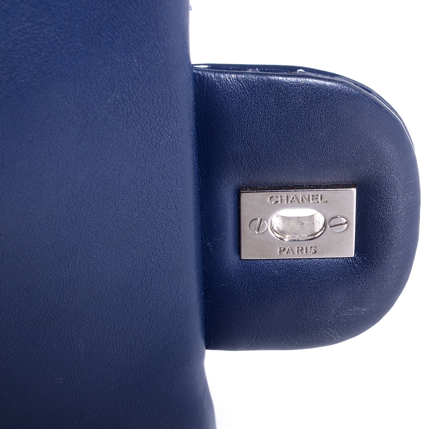 Chanel Patent Chevron Maxi Single Flap Dark Blue 6 of 8