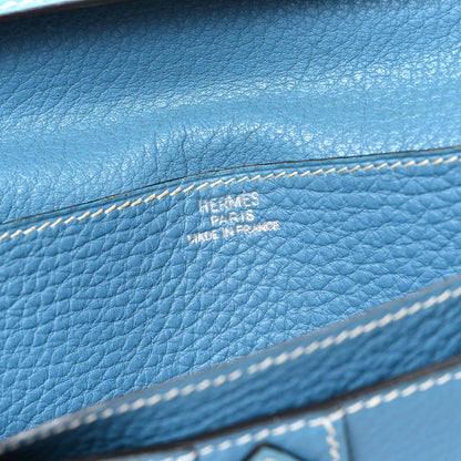 Hermes Taurillon Clemence Bearn Gusset Wallet Blue Jean 6 of 7
