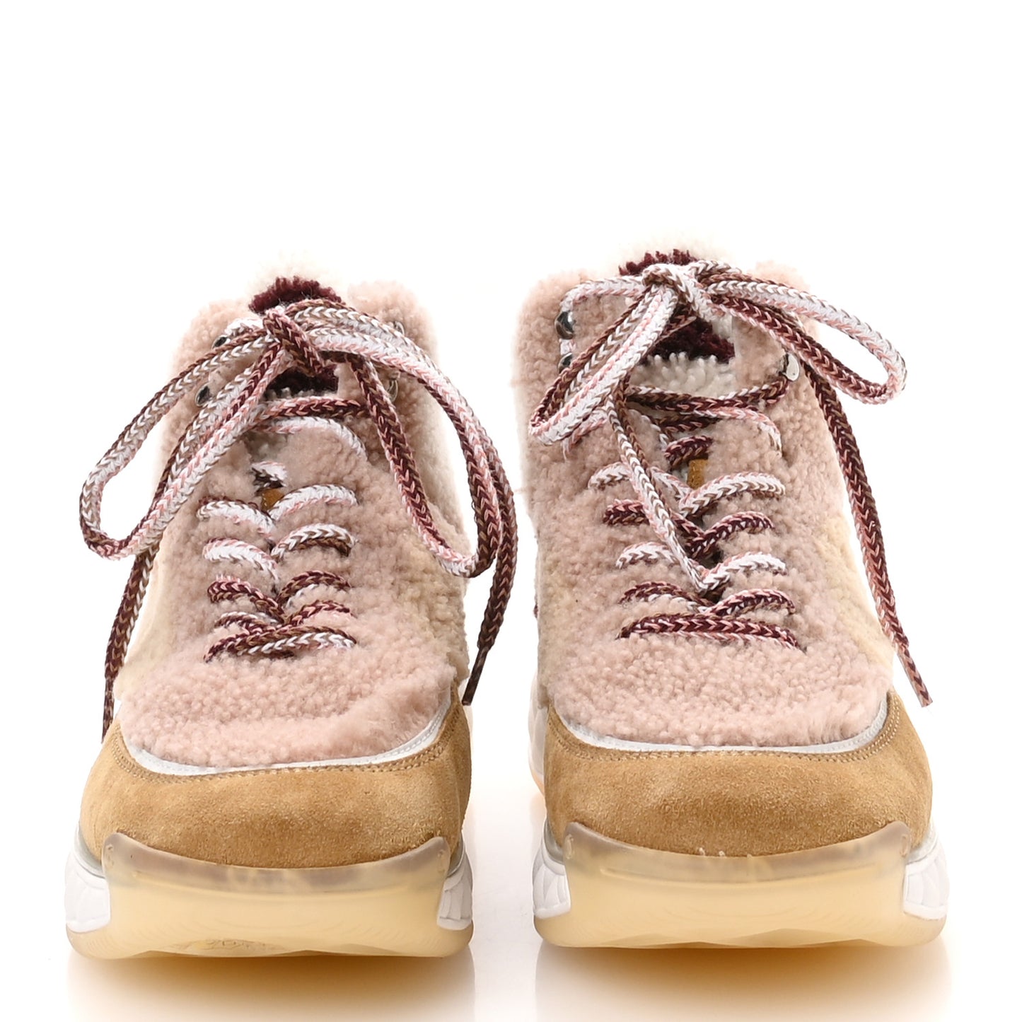 Shearling Suede CC High Top Sneakers 40 White Pink