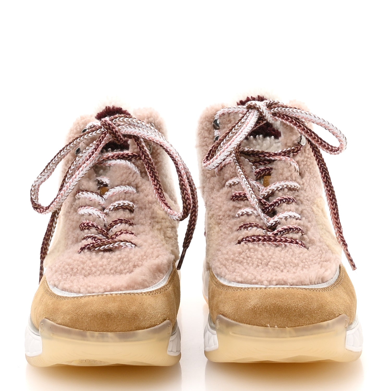 Chanel Shearling Suede CC High Top Sneakers 40 White Pink 3 of 8