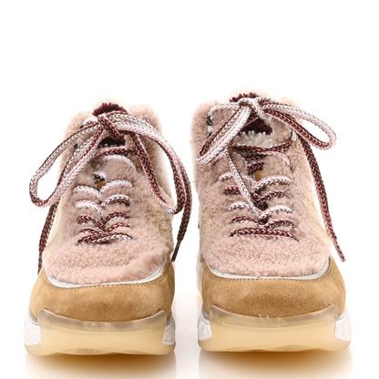 Chanel Shearling Suede CC High Top Sneakers 40 White Pink 3 of 8