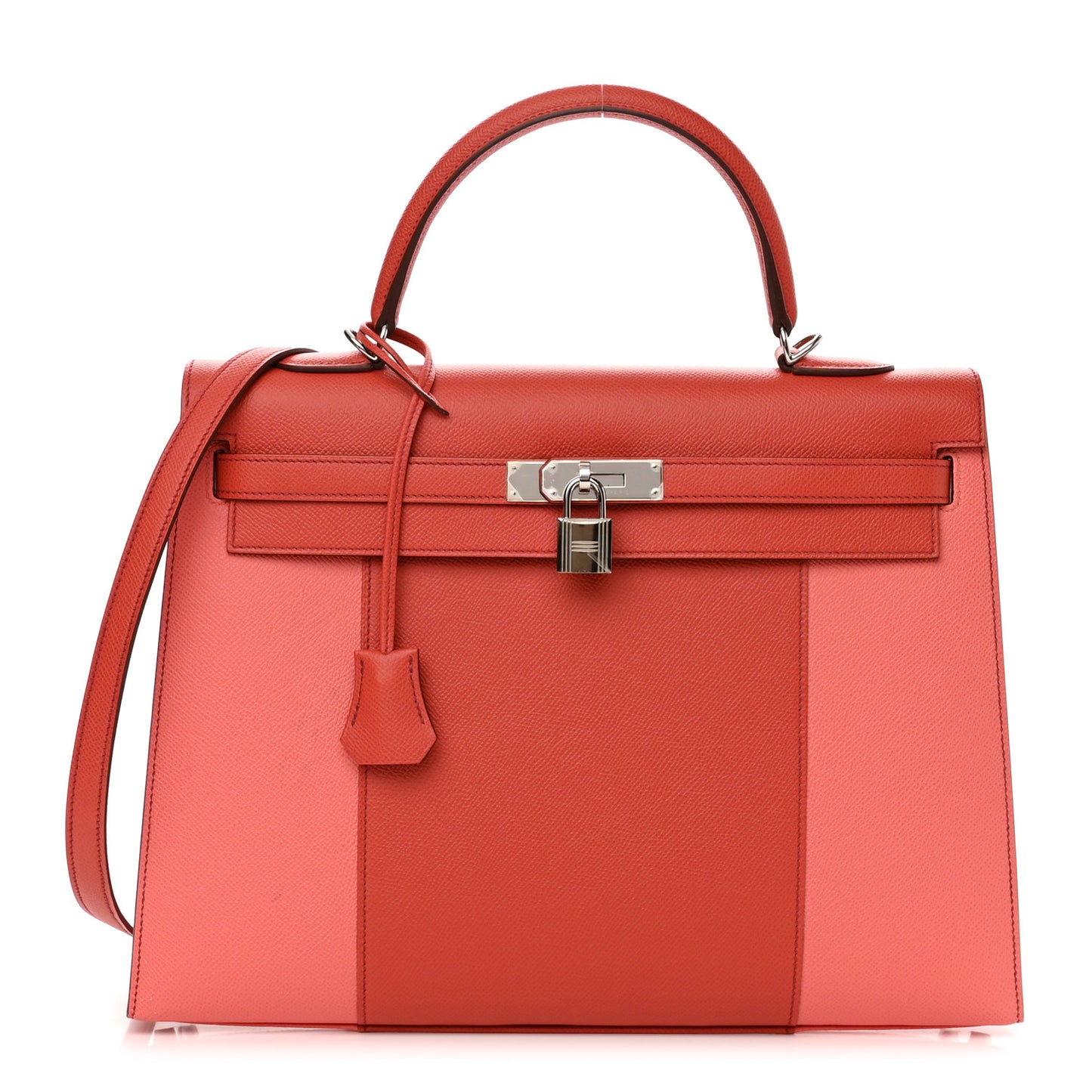 Epsom Kelly Flag Sellier 35 Corail Flamingo Pink