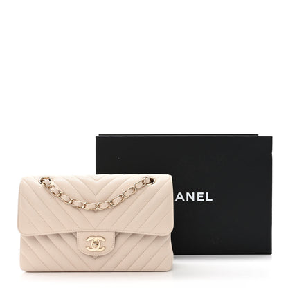 Chanel Caviar Chevron Quilted Small Double Flap Beige 11 of 11