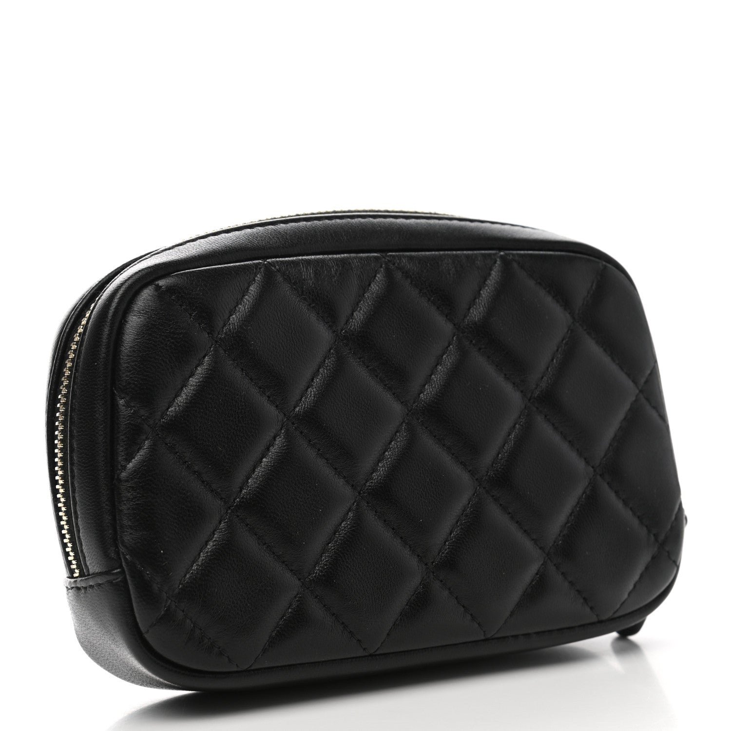 Chanel Lambskin Quilted Small Curvy Pouch Cosmetic Case Black 3 of 8