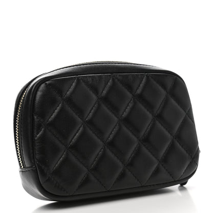 Chanel Lambskin Quilted Small Curvy Pouch Cosmetic Case Black 3 of 8