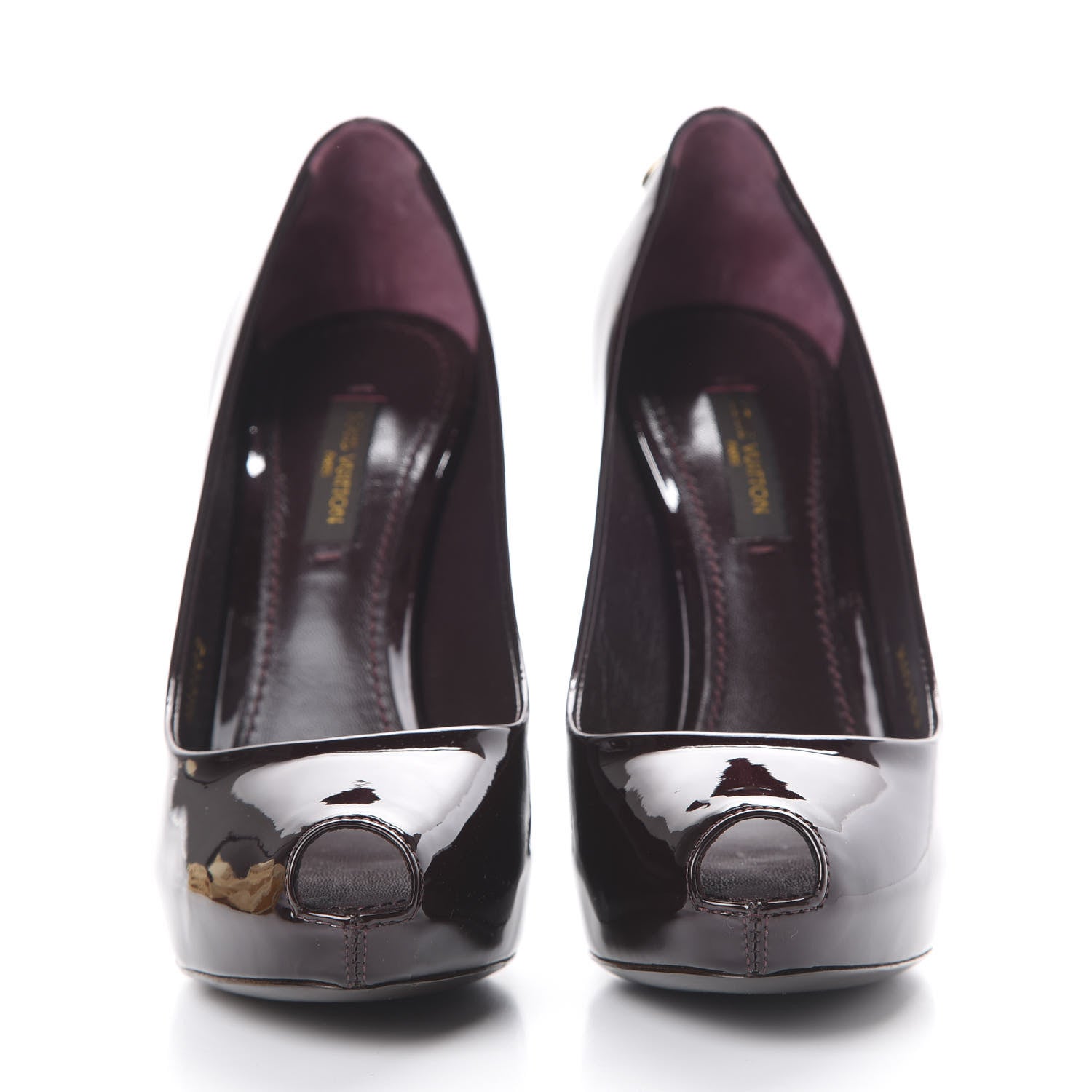 Louis Vuitton Patent Calfskin Oh Really Peep Toe Pumps 35 Amarante 2 of 11