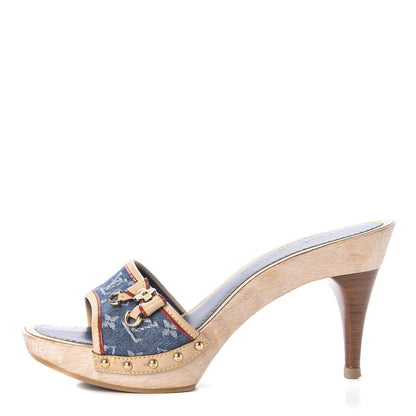 Louis Vuitton Denim Bow Mules Heels 36.5 1 of 10