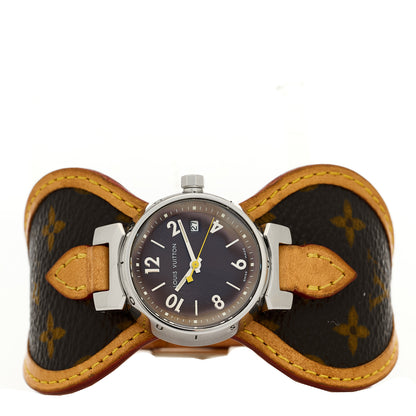 Louis Vuitton Stainless Steel Monogram 28mm Tambour Quartz Watch Brown 2 of 4