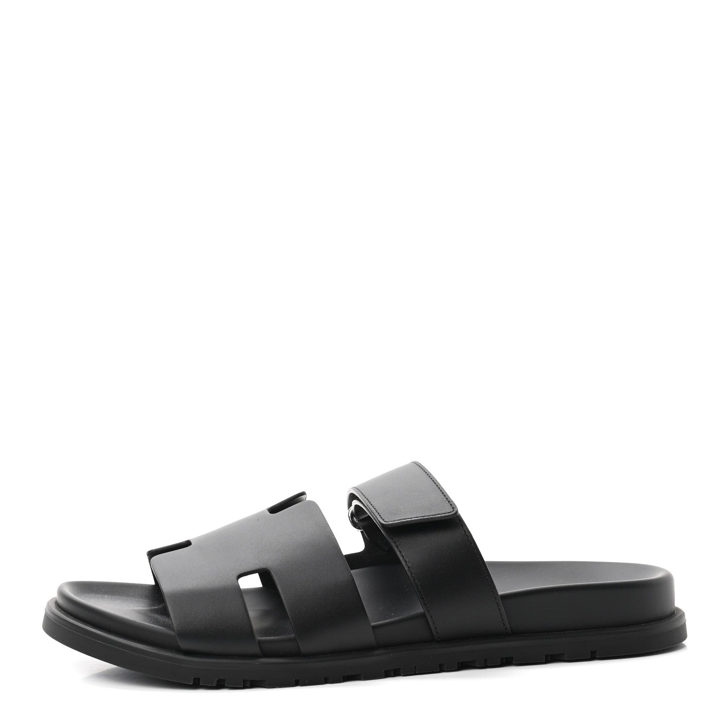 Hermes Calfskin Mens Chypre Sandals 44 Black 1 of 8