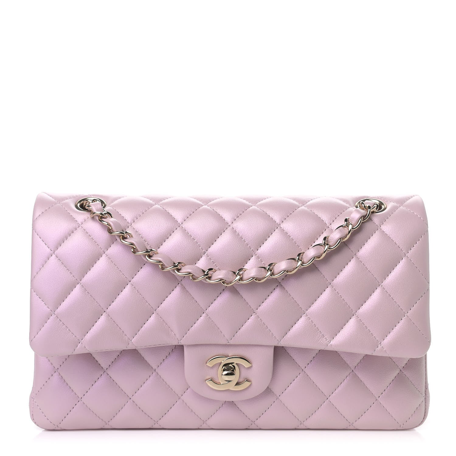 Chanel Iridescent Calfskin Quilted Medium Double Flap Light Pink 1 of 11