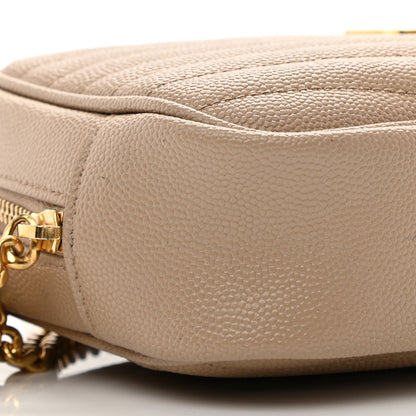 Saint Laurent Grain De Poudre Matelasse Monogram Mini Lou Camera Bag Dark Beige 9 of 10