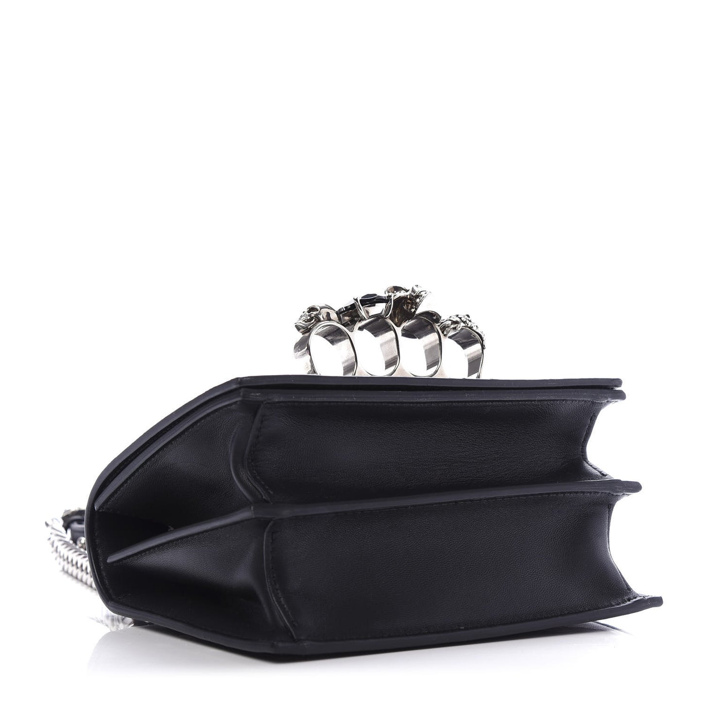 Calfskin Embroidered Knuckle Crossbody Black