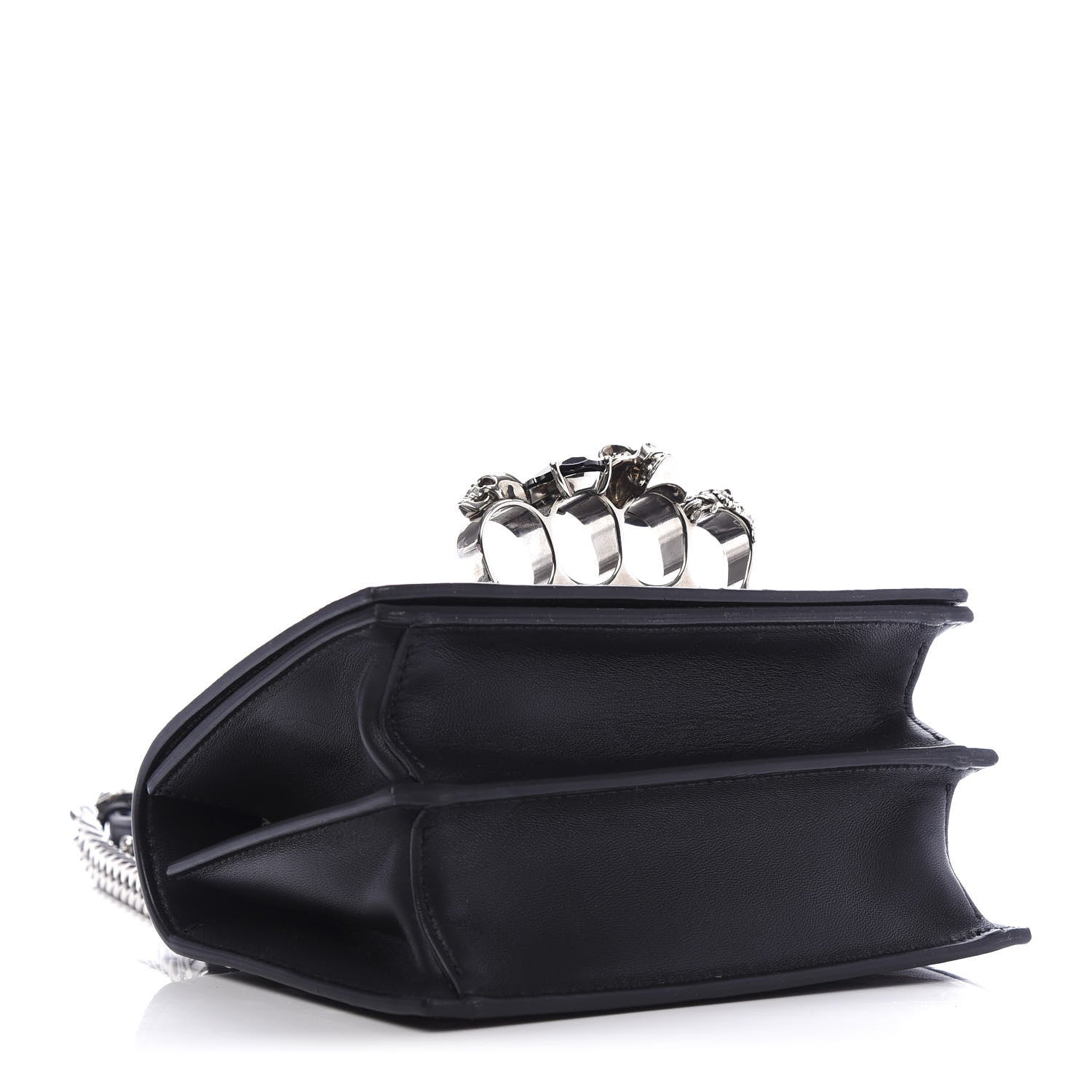 Alexander McQueen Calfskin Embroidered Knuckle Crossbody Black 4 of 10