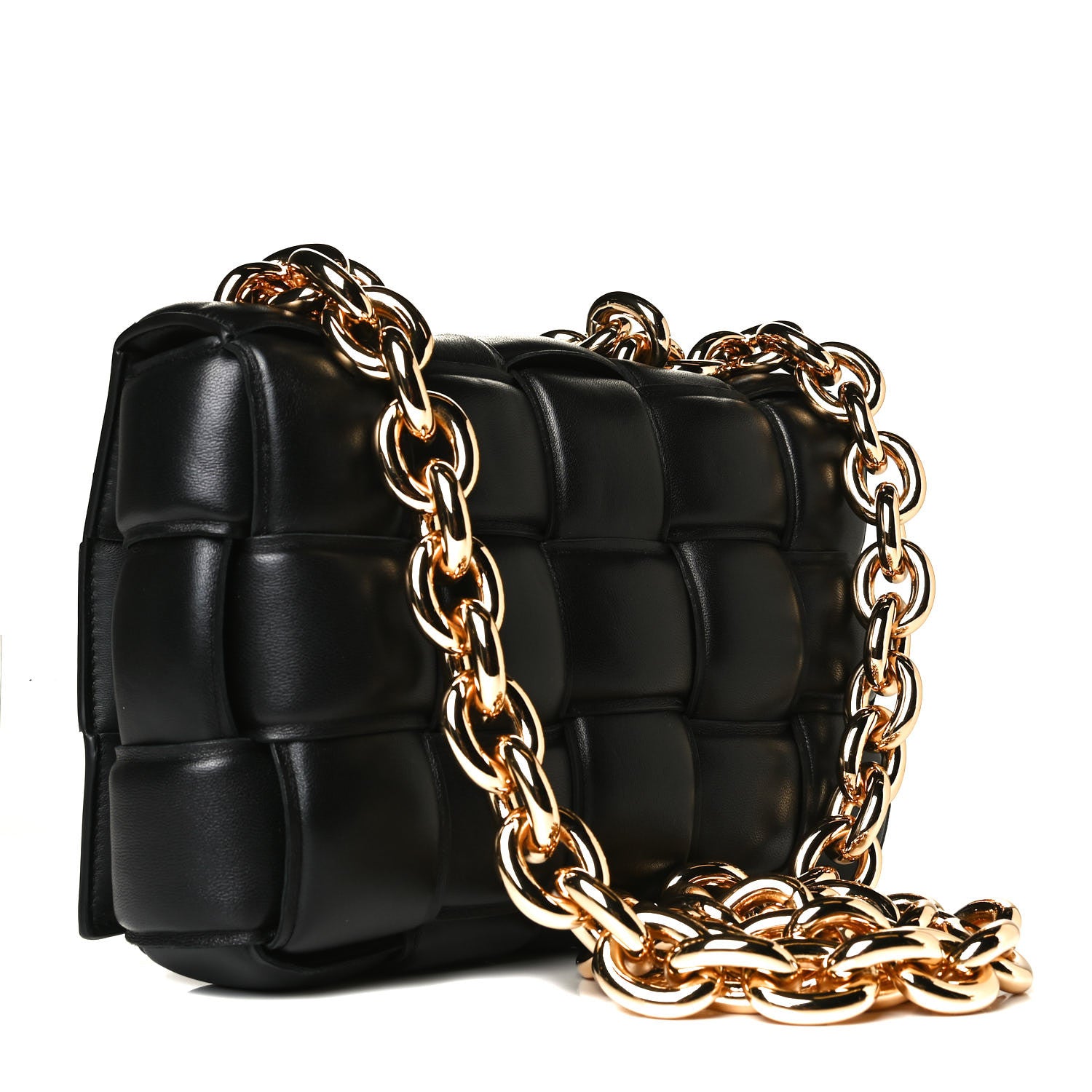 Bottega Veneta Lambskin Maxi Intreccio Padded Chain Cassette Crossbody Bag Black 3 of 12
