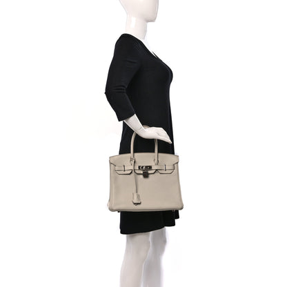 Hermes Taurillon Clemence Birkin 30 Beton 2 of 14