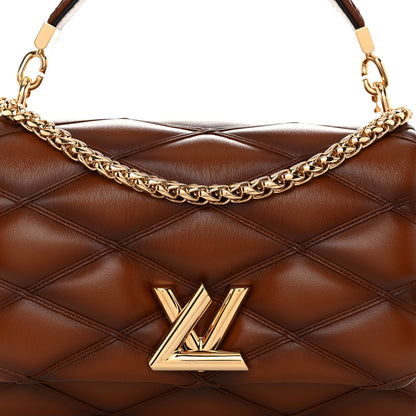 Louis Vuitton Lambskin Malletage Top Handle GO-14 MM Tan 8 of 10