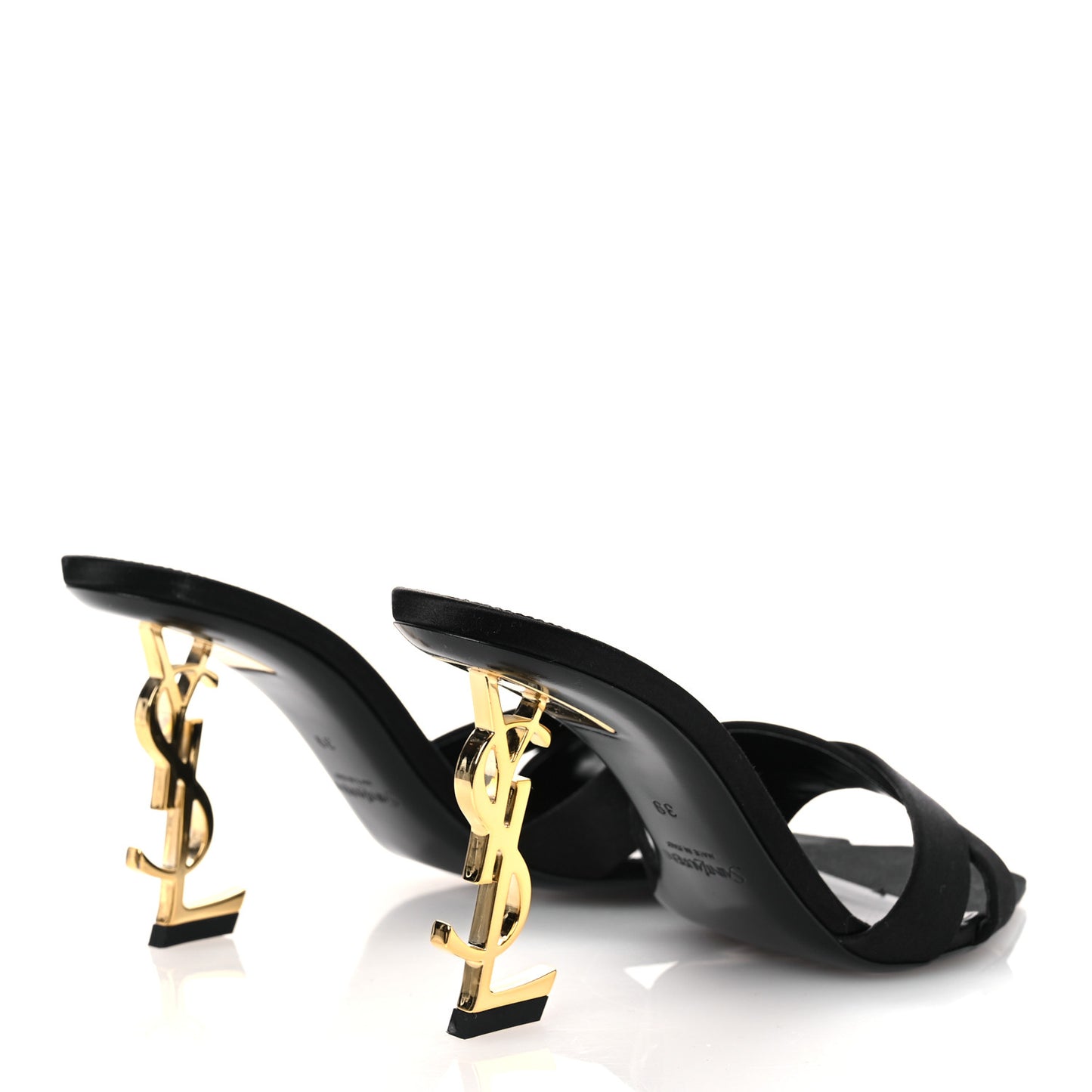 Crepe Satin Crystal Opyum Mules 39 Black