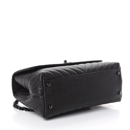 Chanel Caviar Chevron Quilted Small Coco Handle Flap So Black 4 of 10