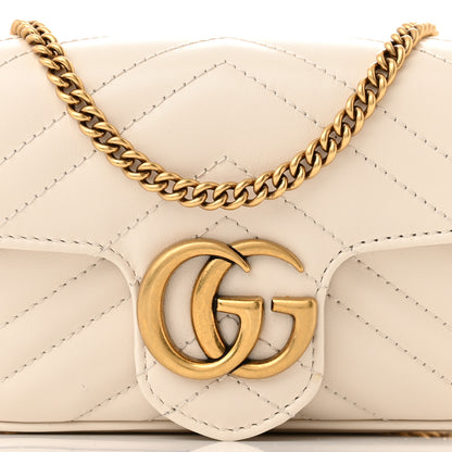 Gucci Calfskin Matelasse Super Mini GG Marmont Shoulder Bag White 8 of 11