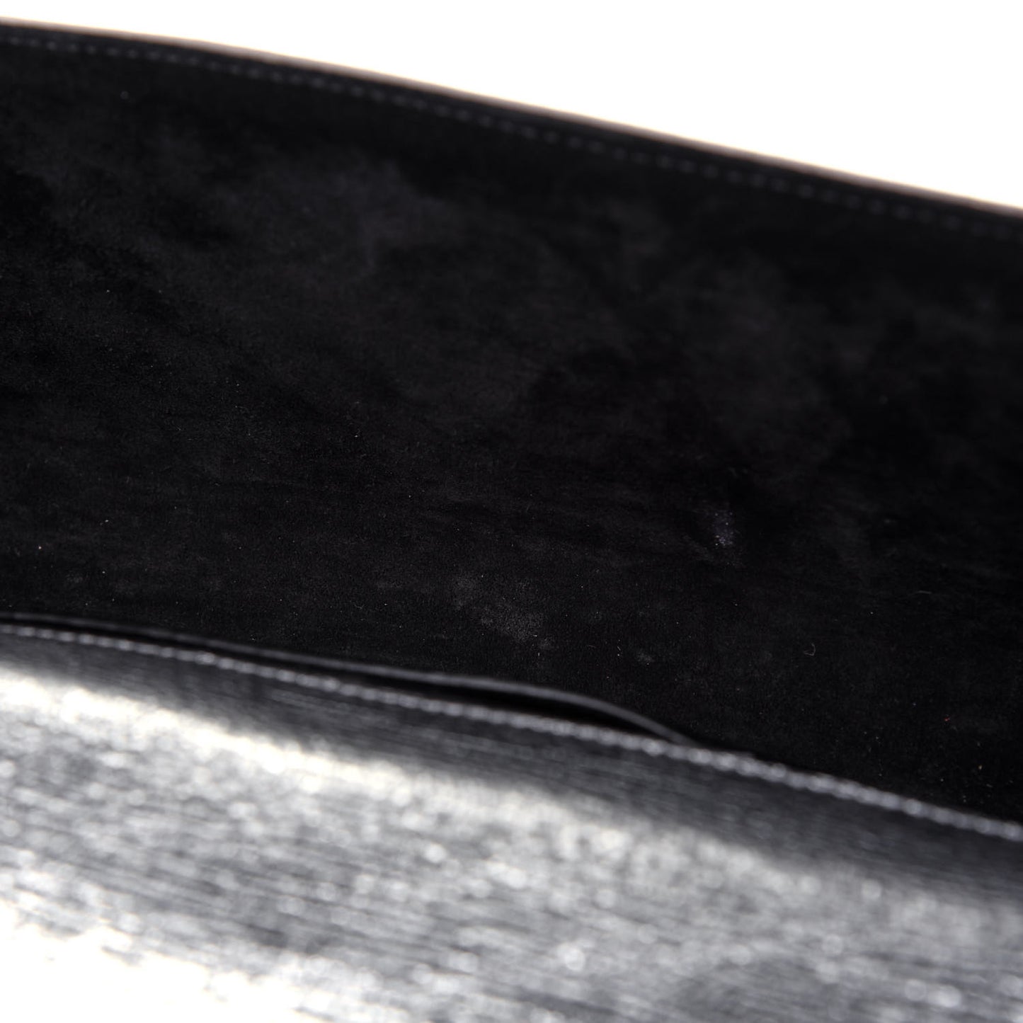 Textured Metallic Calfskin Classic Monogram Cassandre Clutch Silver