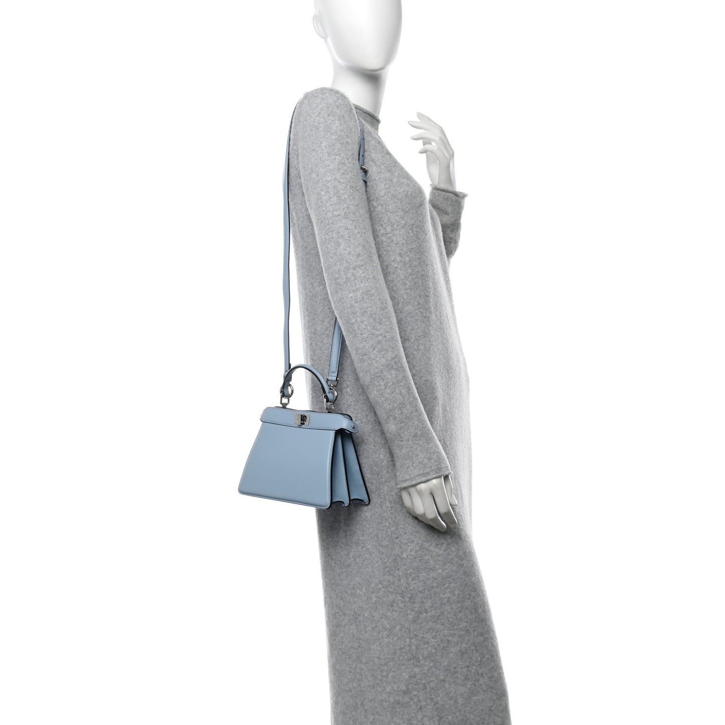 Shiny Nappa Petite Peekaboo I SEE U Satchel Azzurro Baby