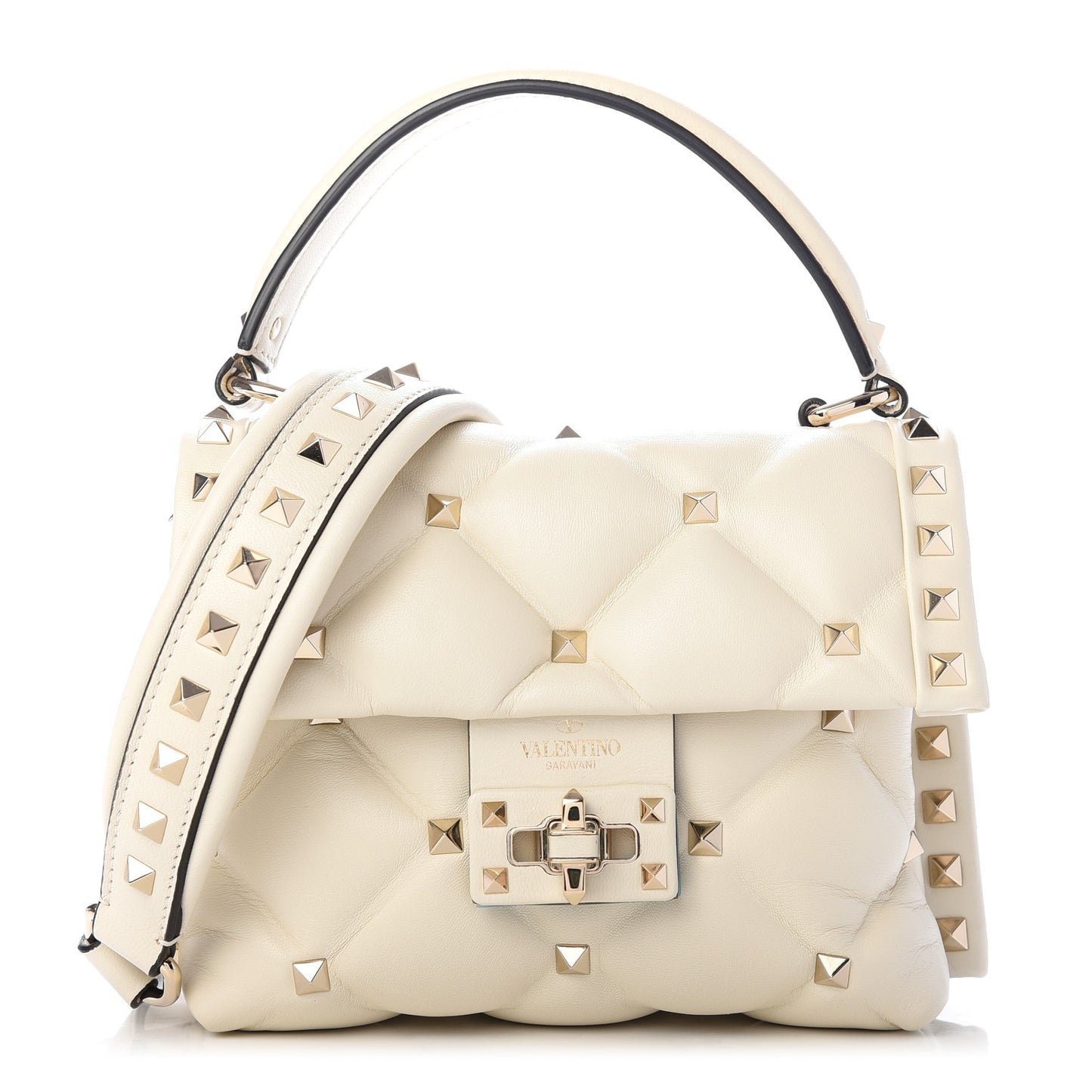 Nappa Mini Candystud Top Handle Bag Light Ivory